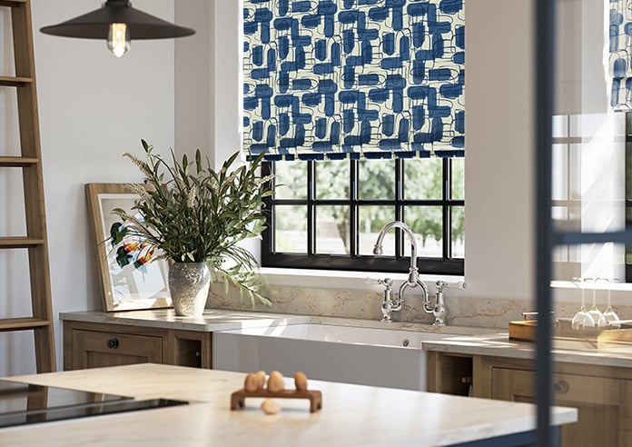 Meander, Navy - Twist&Fit Roman Blind - Image 5